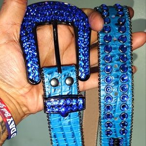 BB Simon bejeweled royal blue belt